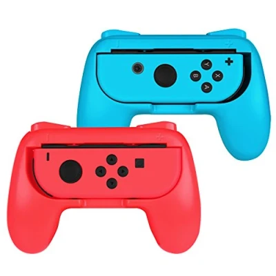 Bild av Fintie Grip kompatibel med Switch/Switch OLED Model Joy Con [2 st] Ergonomisk design Slitstark Comfort Kit Hållare Switch Console Controller, Röd/Blå
