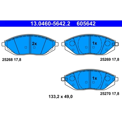 Bild av ATE 13.0460 5642.2 Jeu de plaquettes frein avec indicateur d&#039;usure CHEVROLET: Spark