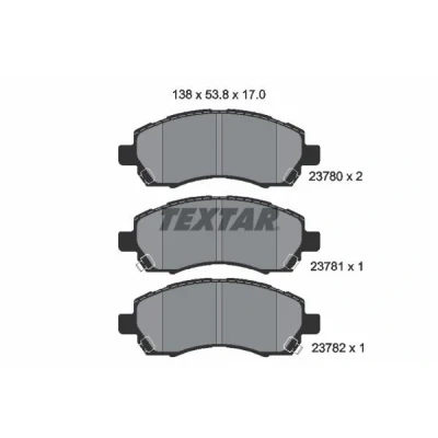 Bild av TEXTAR 2378001 Jeu de plaquettes frein avec indicateur d&#039;usure SUBARU: Impreza II Break, I Berline, Legacy 2 Limousine