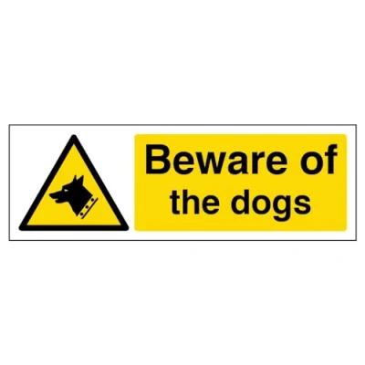 Bild av VSafety Beware Of The Dogs skylt landskap 300 mm x 100 2 styv plast