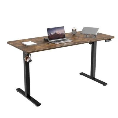 Bild av ERGOMAKER Height Adjustable Desk 140 x 60 cm, Electric with Memory Function, Ergonomic Table Height, Brown