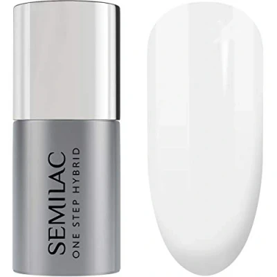Bild av S110 Semilac One Step Hybrid nagellack 3 i 1 vit färg The White 5 ml innovativ UV LED färglack