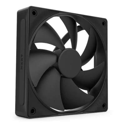 Bild av NZXT F120P 120mm PC fläkt med statiskt tryck Perfekt för radiatorer och kylflänsar Högt Bakre fasat inlopp Fluiddynamiska lager Låg ljudnivå PWM kontroll Svart