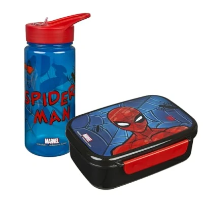 Bild av Scooli Spider Man presentset för barn set bestående av matlåda och drickflaska perfekt skola eller dagis från 4 år tillverkad plast BPA fri