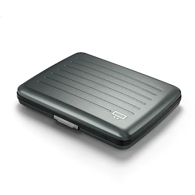 Bild av ÖGON DESIGNS Plånbok i aluminium, Smart Case V2, stort format, ID kort, körkort, dolt fack för delar, RFID skydd, kapacitet 10 Platinum Taille unique, Minimalistisk