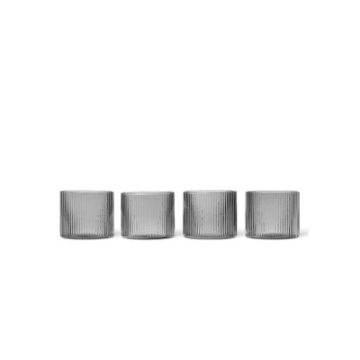 Bild av Ferm Living Ripple Low Glass (Set of 4) Glas Smoked Grey Ø7,6 x H6,1 cm