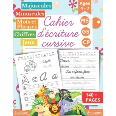 Bild av Cahier d’Écriture Cursive: Moyenne Grande Section Maternelles et CP. pour Apprendre à Écrire en Cursive Alphabet Majuscule Minuscule 140 pages
