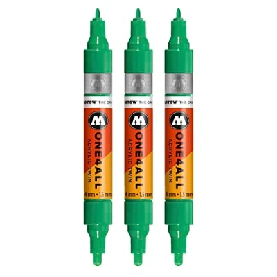 Bild av Molotow One4All Acrylic Twin Marker (linjetjocklek 1,5 mm och 4 mm, hög täckning permanent), 3 stycken färg 235 turkos