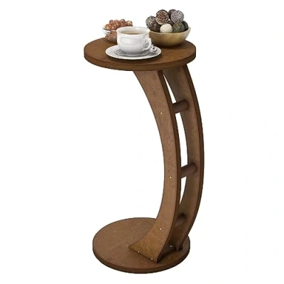 Bild av OHANA sidobord i trä C form litet bord runt soffbord soffa