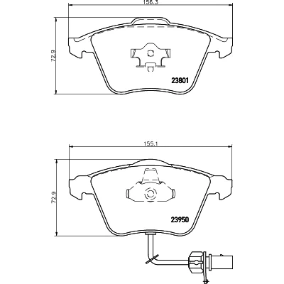 Bild av HELLA 8DB 355 011 711 Jeu de plaquettes frein avec contact du palpeur d&#039;usure intégré AUDI: A6 C6 Berline, Avant, A4 B7 Avant