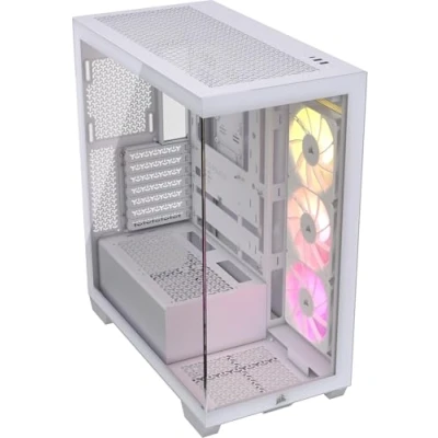 Bild av CORSAIR 3500X ARGB Mid Tower ATX PC Chassi Med Dubbla Kammare Panoramabild i Härdat Glas Kompatibel Moderkort Omvänd Anslutning 3x RS120 Fläktar Ingår Vit