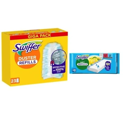 Bild av Swiffer Duster Dammdunjackor, 23 dunjackor och 3 dukar, fånga fälla damm smuts, når de svåraste punkterna i hemmet, full storlek