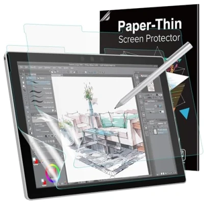 Bild av MoKo Matte Screen Protector for Microsoft Surface Pro 7 plus/Pro 7/Pro 6/Pro 5/Pro 4/Pro LTE Tablet, Anti Reflection PET Film, Write Draw and Sketch with Pen Like on Paper, 2 Pack, Clear