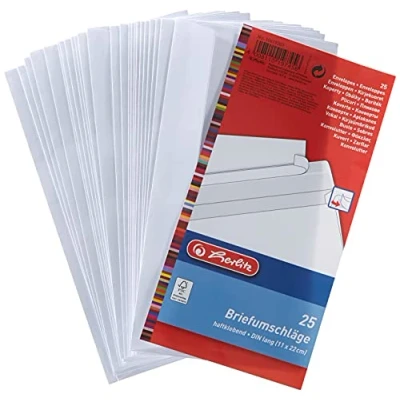 Bild av Herlitz 10419307 Kuvert, 25 stycken (11 x 22 1 cm), Vit