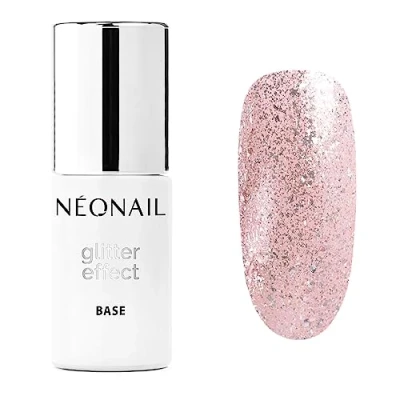 Bild av NEONAIL Semi Permanent Base Coat Lack 7,2 ml UV Gel Halvpermanent Glittereffekt Bas Rosa Twinkle Nagellack Polering Nagelkonst