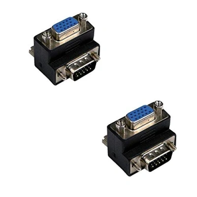 Bild av baolongking Höger vinkel VGA hane till hona 15 stift SVGA omvandlare adapter anslutning för LCD skärm TV kontakt 2 st