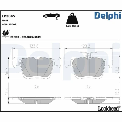 Bild av Bromsbeläggssats, skivbroms DELPHI LP3845