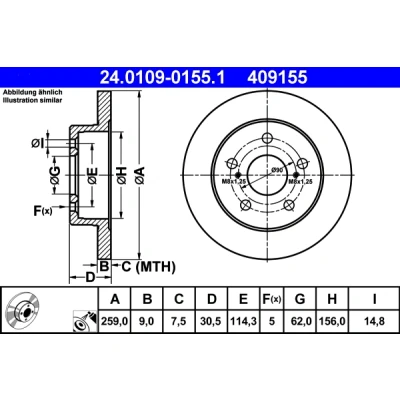 Bild av Bromsskiva Ate 24.0109 0155.1