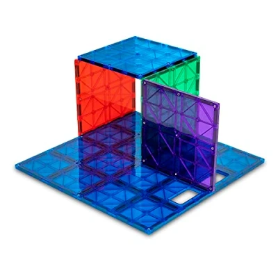 Bild av Playmags: Super Durable Building stabilisator Set, Great tillägg till alla Magnet Tiles Sets, arbetar med ledande varumärken 1 12 &quot;x12&quot; &amp; 4 6 &quot;x6&quot; (Färger kan variera)