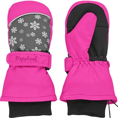 Bild av Playshoes unisex barnvantar vinterhandskar, rosa snöflingor, 3 (ca. 4 6 Years)