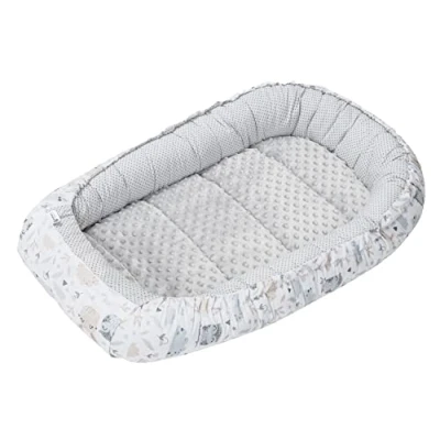 Bild av Medi Partners babybo, gosigt bo, 100% bomull, bo resesäng för spädbarn, 100 x 60 15 cm, avtagbar insats (ljusning med grå minky)
