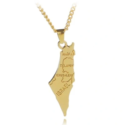 Bild av Lpitoy Israel karta hänge halsband för kvinnor män, modekarta kraghalsband smycken, över män smycken gåva, Metall
