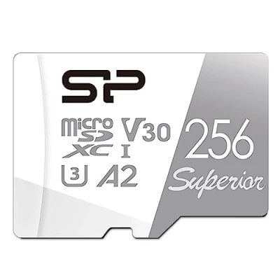 Bild av Silicon Power 256 GB Superior Micro SDXC UHS I (U3), V30 4K A2 med adapter, kompatibel ångdäck