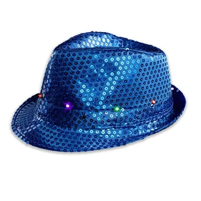 Bild av Blinkande LED Fedora hatt Glowhouse (blå)