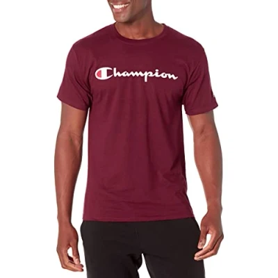 Bild av Champion Klassisk tröja grafisk T shirt för män, Rödbrun/mästare skript, S