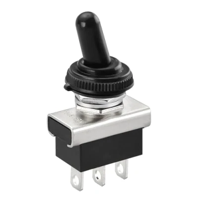 Bild av Heschen Metall vippströmbrytare flick flip 12 V 25 A SPDT ON/ON 2 positon 3 stift för bil instrumentlampa med vattentätt lock