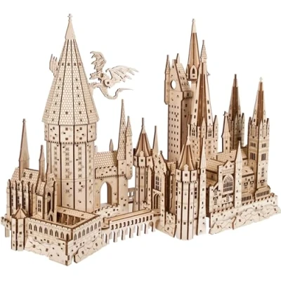 Bild av UGEARS Harry Potter Hogwarts slott byggstenar för vuxna träpussel tonåringar 3D pussel slottsmodell