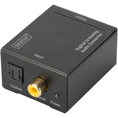 Bild av DIGITUS Digital till analog ljudomvandlare koaxial eller toslink cinch integrerat störfilter (inga brummor och statiska störningar) svart