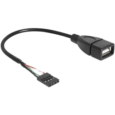 Bild av Delock USB kabel 2.0 post hane 4 polig, A hona 20.00 cm svart UL certifierad, 1 st