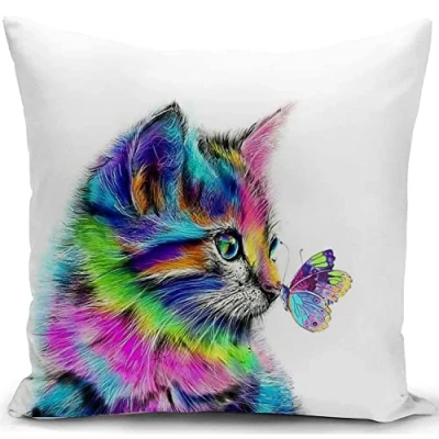 Bild av KUNQIAN katt kuddfodral gåvor för kvinnor kattälskare kuddöverdrag dekor hem vardagsrum bäddsoffa dekorera prydnadsfodral 45 cm x