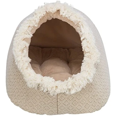 Bild av TRIXIE Halkfri gosig grotta för katter och hundar i trendig boho design ihålig boho, 35 x 26 41 cm, beige med integrerad, maskintvättbar vändbar kudde 38210