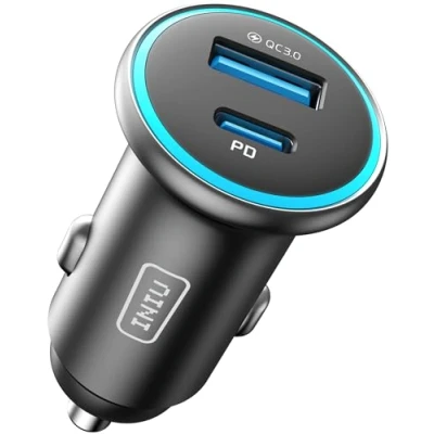 Bild av INIU Car Charger, USB C Charger Total 66W [USB 33W+USB A 30W] PD3.0 5A Fast Charge Cigarette Lighter Metal Adapter for iPhone 16 15 14 13 12 Pro Max Samsung etc