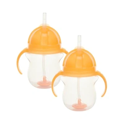 Bild av Munchkin Click Lock Tip &amp; Sip Sugrörsmugg set, baby drickkopp med sugrör för småbarn, BPA fri, läckagesäker, barnflaskor 207 ml, 2 pack, orange/orange