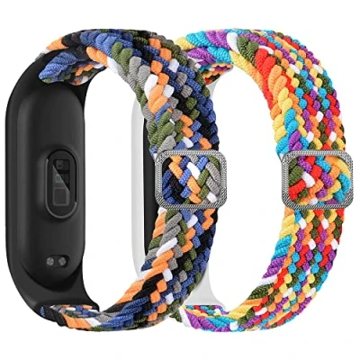 Bild av ACTECH Armband för Xiaomi Mi Band 6/6 NFC Armband, 5 4/Mi 3 2 stycken Nylon Stickband Ersätt Flerfärgad, Stilren