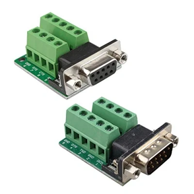 Bild av Futheda DB9 hane och hona D SUB breakout Board adapterplatta 9 stift anslutning RS232 seriell till terminal bräda signalmodul lödfri med mutter (hane x 1, 1)