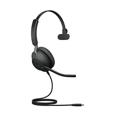 Bild av Jabra Evolve2 40 headset Bullerdämpande Microsoft Teams certifierade monohörlurar med 3 mikrofoner USB C kabel svart