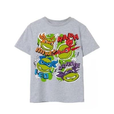 Bild av Teenage Mutant Ninja Turtles Karaktär Unisex barn Grå Kortärmad T shirt Retro Mode för Nostalgiska 90 talets tecknade kläder TMNT Gift Merchandise 7 8 år