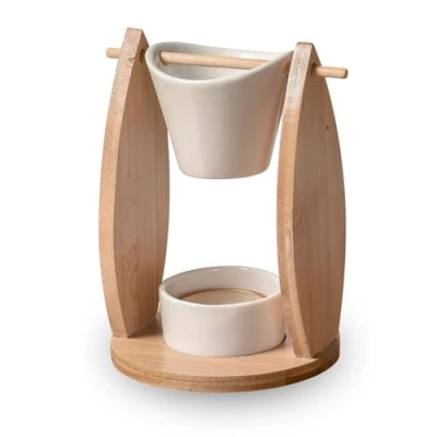 Bild av Burle Sailor Parfym Fondant brännare parfymvax diffusor av eterisk olja och atmosfär doft aromaterapi ljusstake i trä dekorativ keramik höjd: 15 cm Zen&#039;Arome