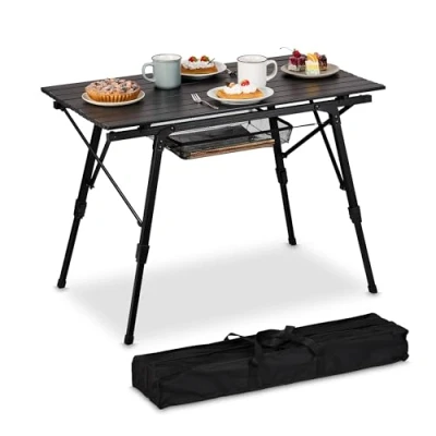 Bild av Relaxdays fällbart bord, campingbord, höjdjusterbar, aluminium, vikbart, aluminium multifunktionsbord, svart