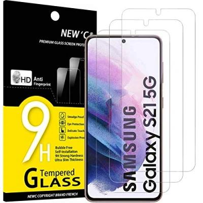 Bild av NEW&#039;C 3 Pack, skärmskydd i glas för Samsung Galaxy S21 5G (6,2 Tum), bubbelfri, 9H hårdhet, 0,33 mm ultratransparent, ultrabeständigt härdat