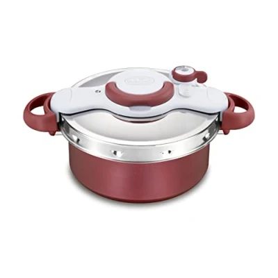 Bild av Tefal ClipsoMinut Duo 5 liters tryckkokare i aluminium med säkerhetssystem, enkel stängning en hand, långsam kokning, kastrulläge, ångfunktion och tryckkokarläge