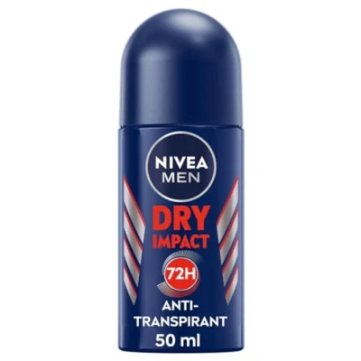 Bild av NIVEA MEN Dry Impact Roll On Deodorant, Antiperspirant för en torr hudkänsla, 72 h svettskydd och dubbel aktiv formel (50 ml)
