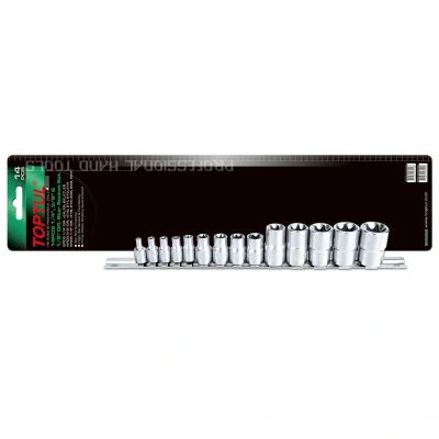 Bild av TOPTUL GAAR1402 Jeu de douilles 14 Profilé en E Acier chrome vanadium 1/2, 1/4, 3/8 à tête carrée