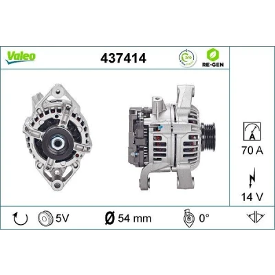 Bild av VALEO 437414 Alternateur 14V 70A OPEL: Astra H 3/5 portes, Meriva A, Zafira B, VAUXHALL: Mk5, Corsa Mk2