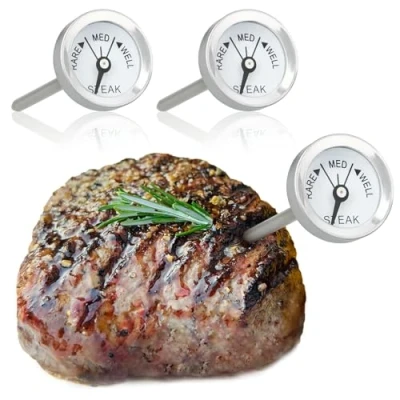 Bild av COM FOUR® 3x stektermometer gjord av rostfritt stål analog kötttermometer grilltermometer köttnål 7 cm (03 stycken liten)