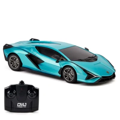 Bild av Skala 1:24 Officiellt licensierad RC Lamborghini Sián FKP 37, blå lambo sport racing hobby leksak bilmodell fordon för pojkar flickor och vuxna gåva